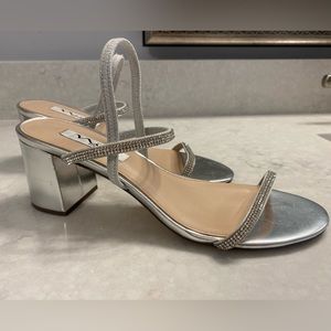 NINA sparkle strappy sandals with block heel, size 9.5